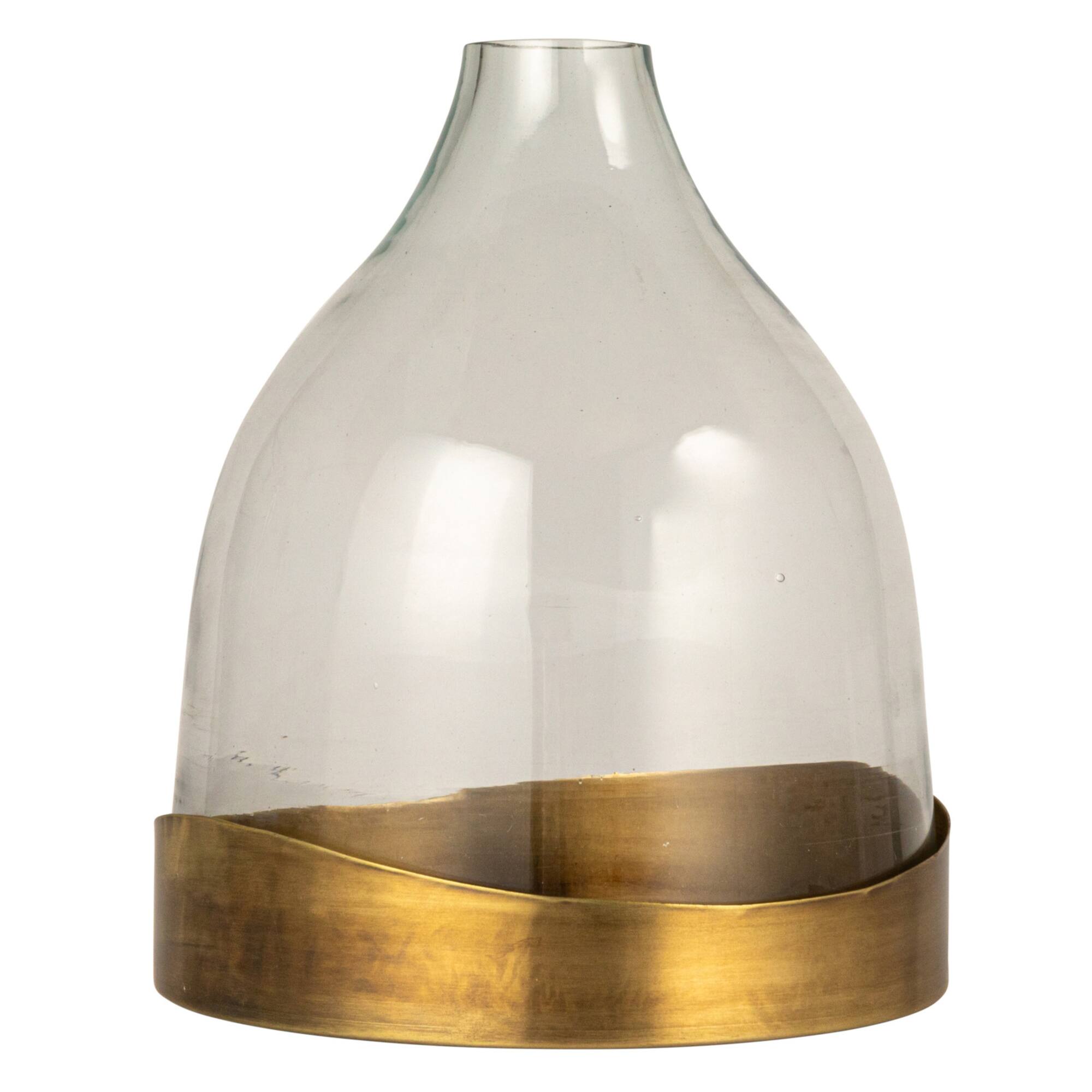 Hello Honey® 10" Clear & Antique Sophisticated Glass Cloche with Metal Tray